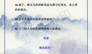 小学四年级语文如何修改病句